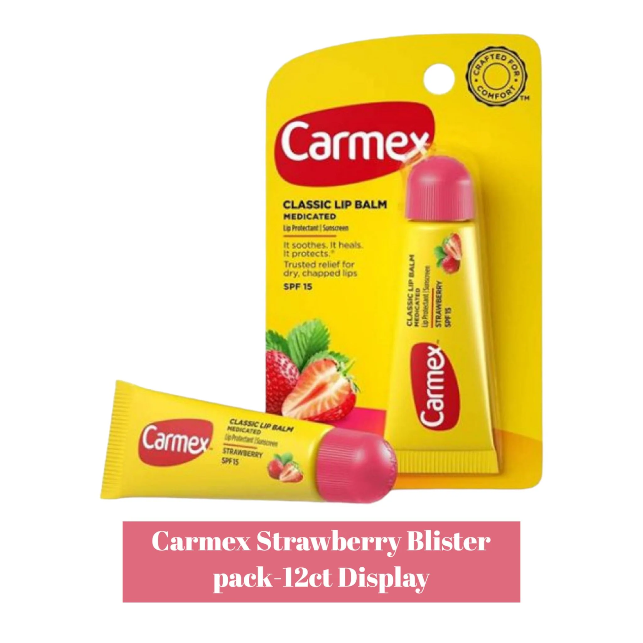 Carmex Lip Balm Tube 1pk Strawberry- 12ct - Image 3