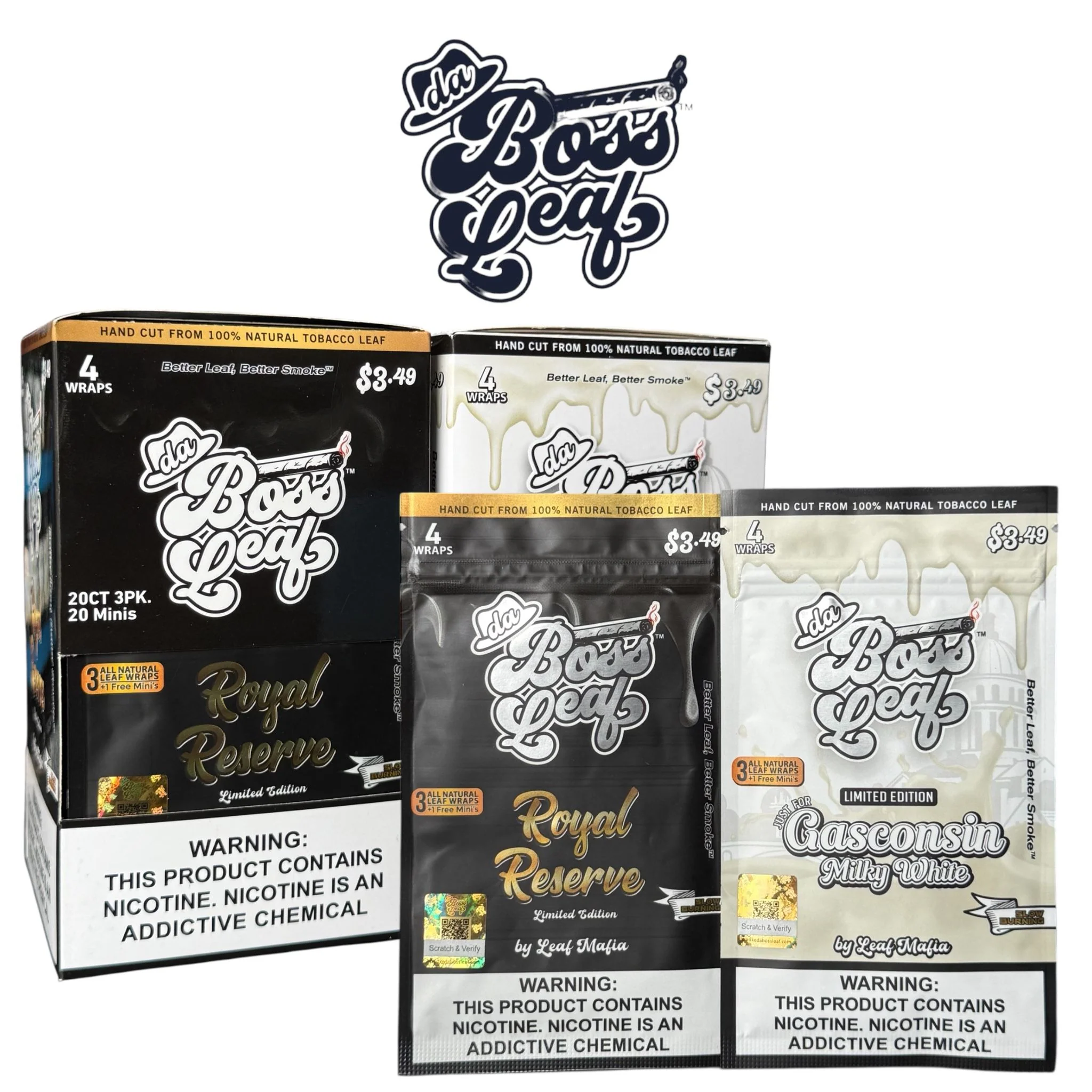 Da Boss Leaf 3.49 Wraps -20ct
