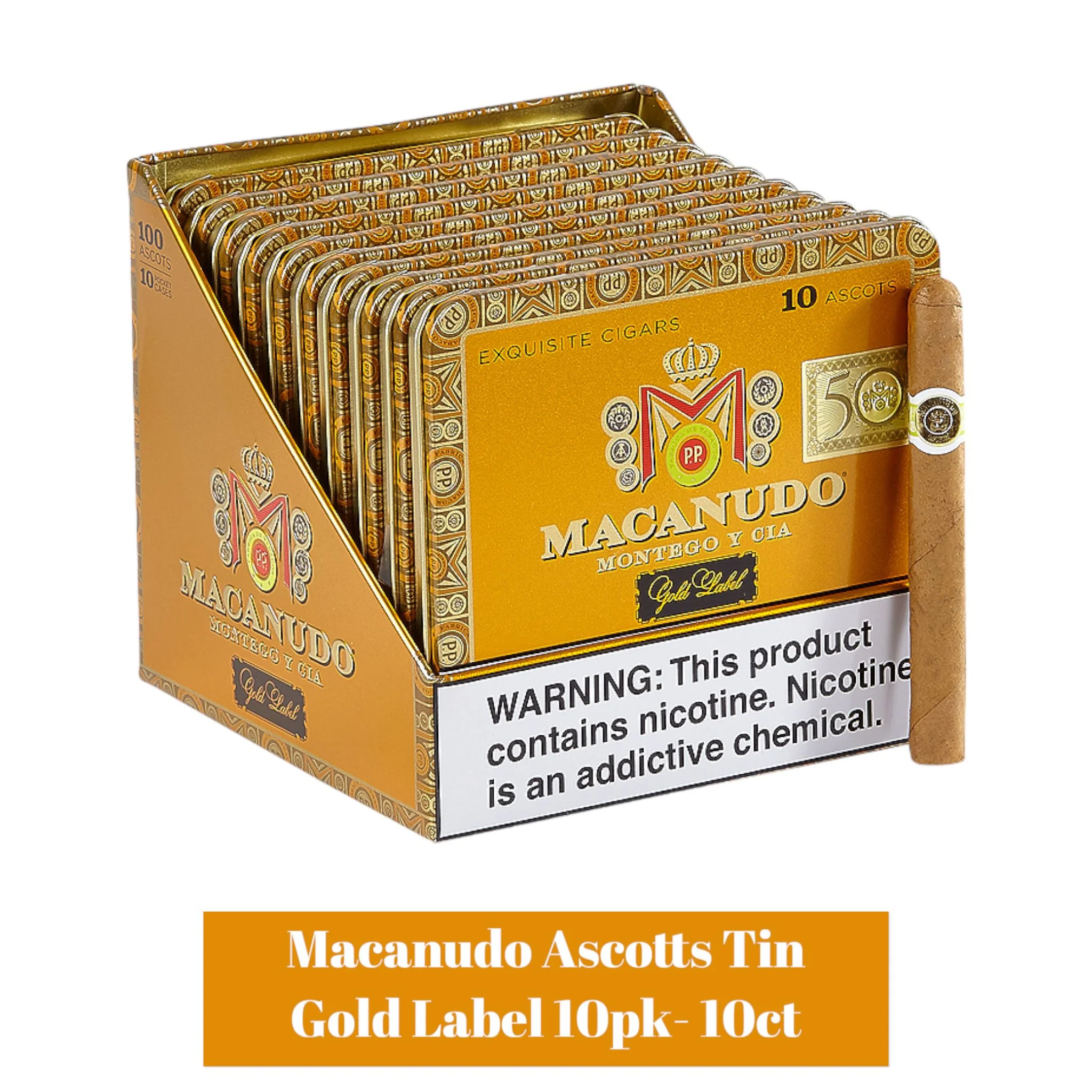 Macanudo Ascotts Tin Gold Label 10pk- 10ct - Image 2