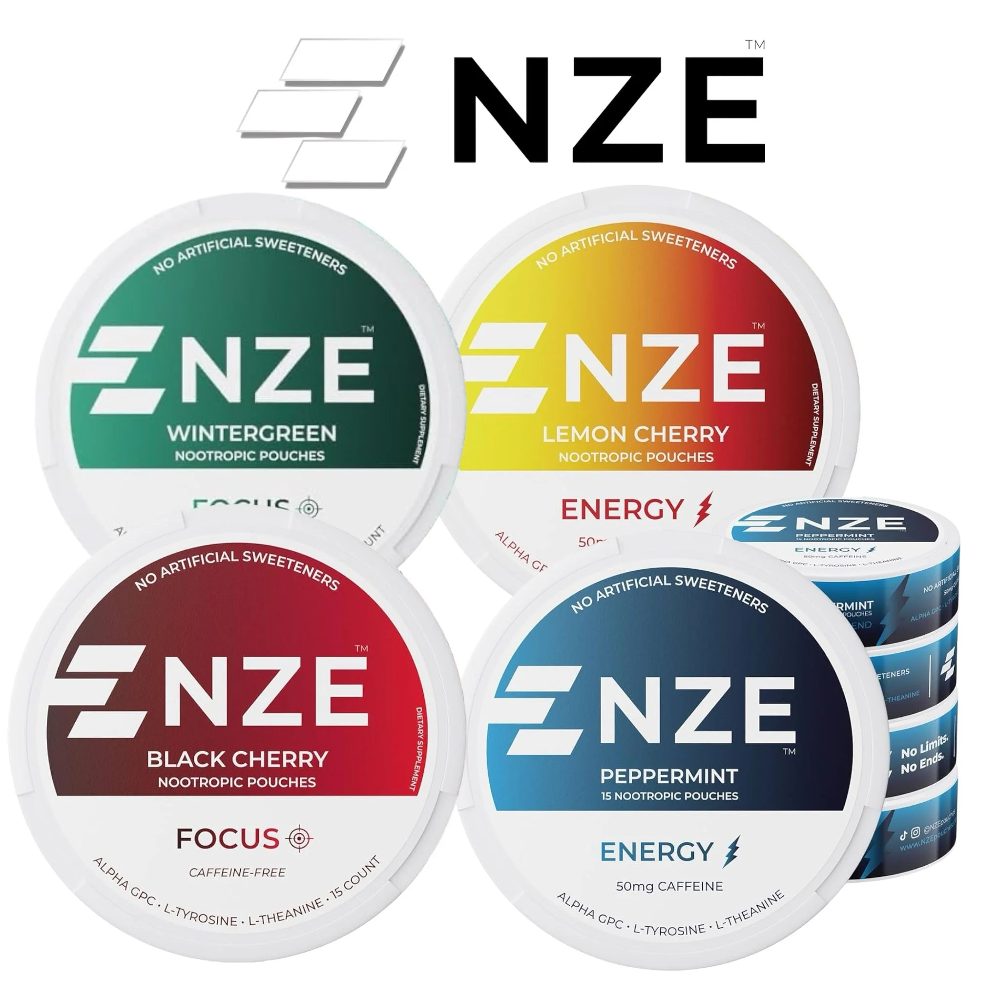 NZE Caffeine Pouches 15pk-6ct
