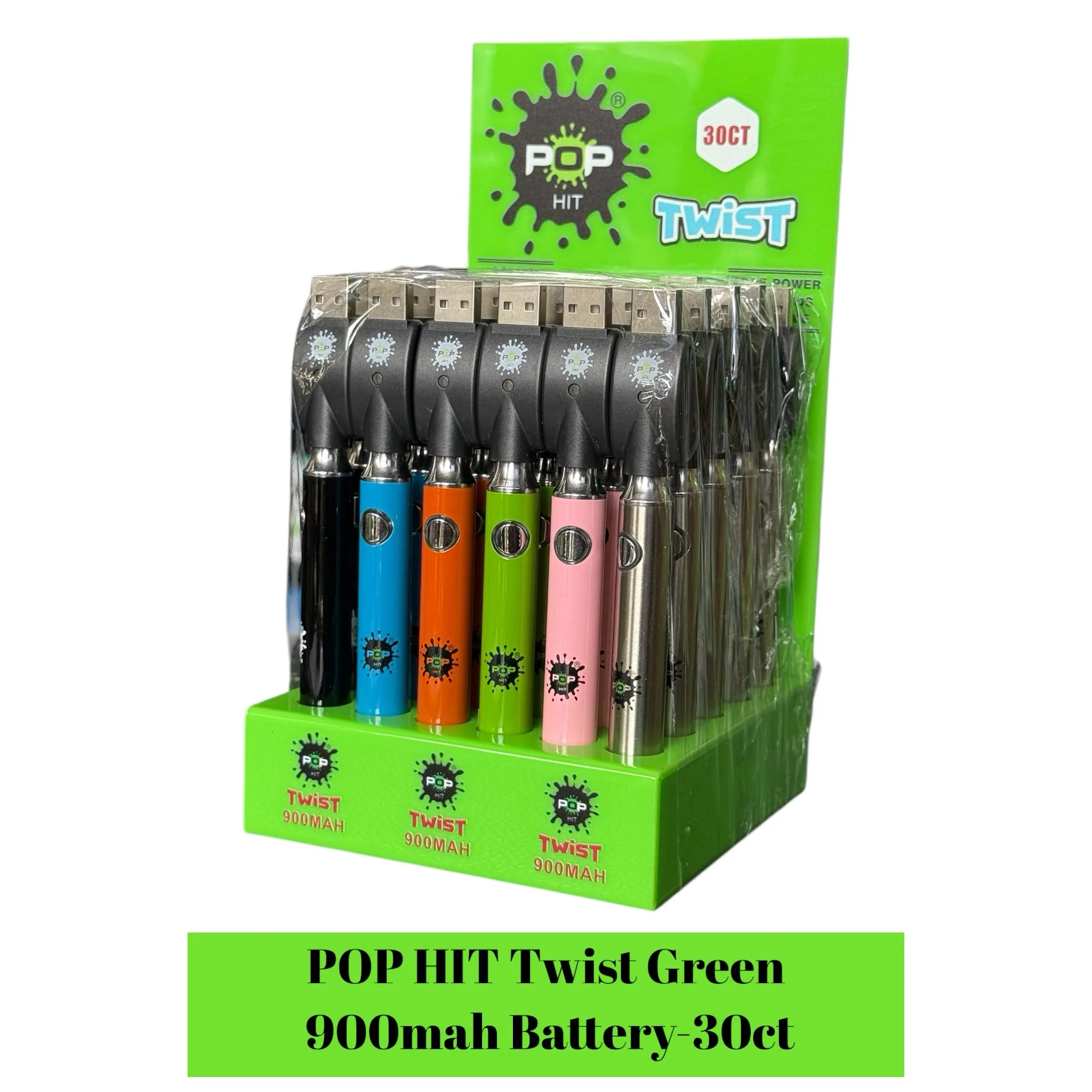 POP HIT Twist Green 900mah Battery-30ct - Image 2