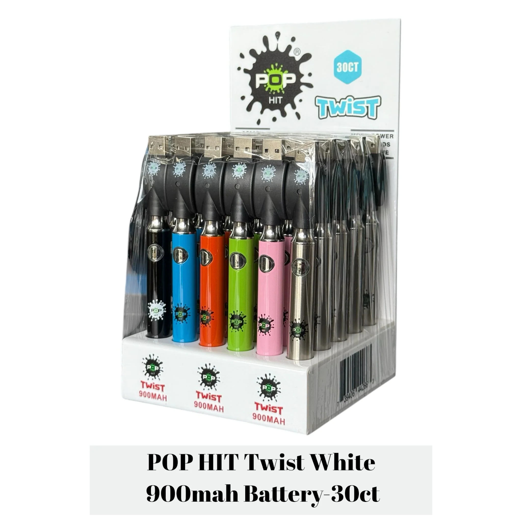 POP HIT Twist White 900mah Battery-30ct - Image 2