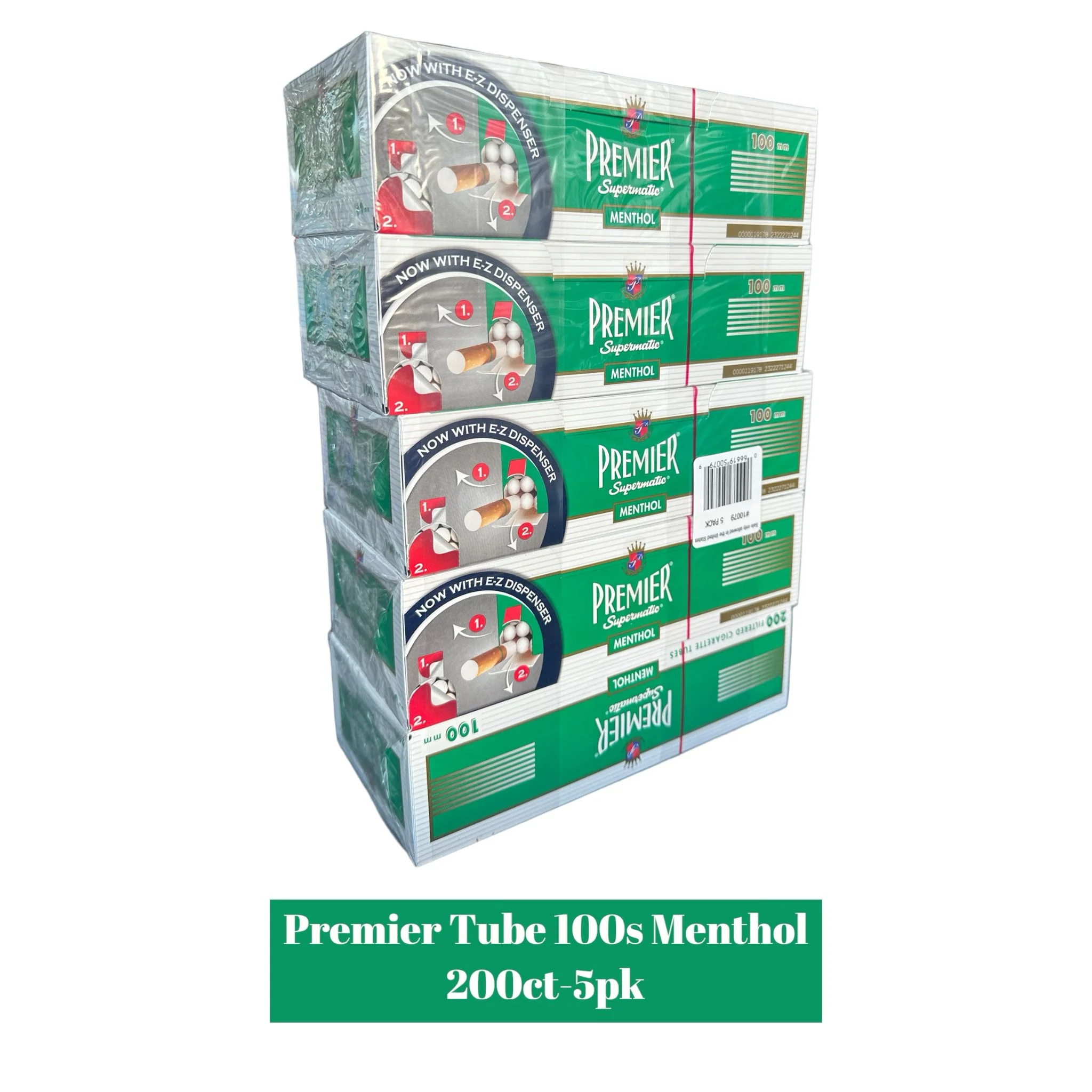 Premier Empty Tube 100's 200ct- 5 pk
