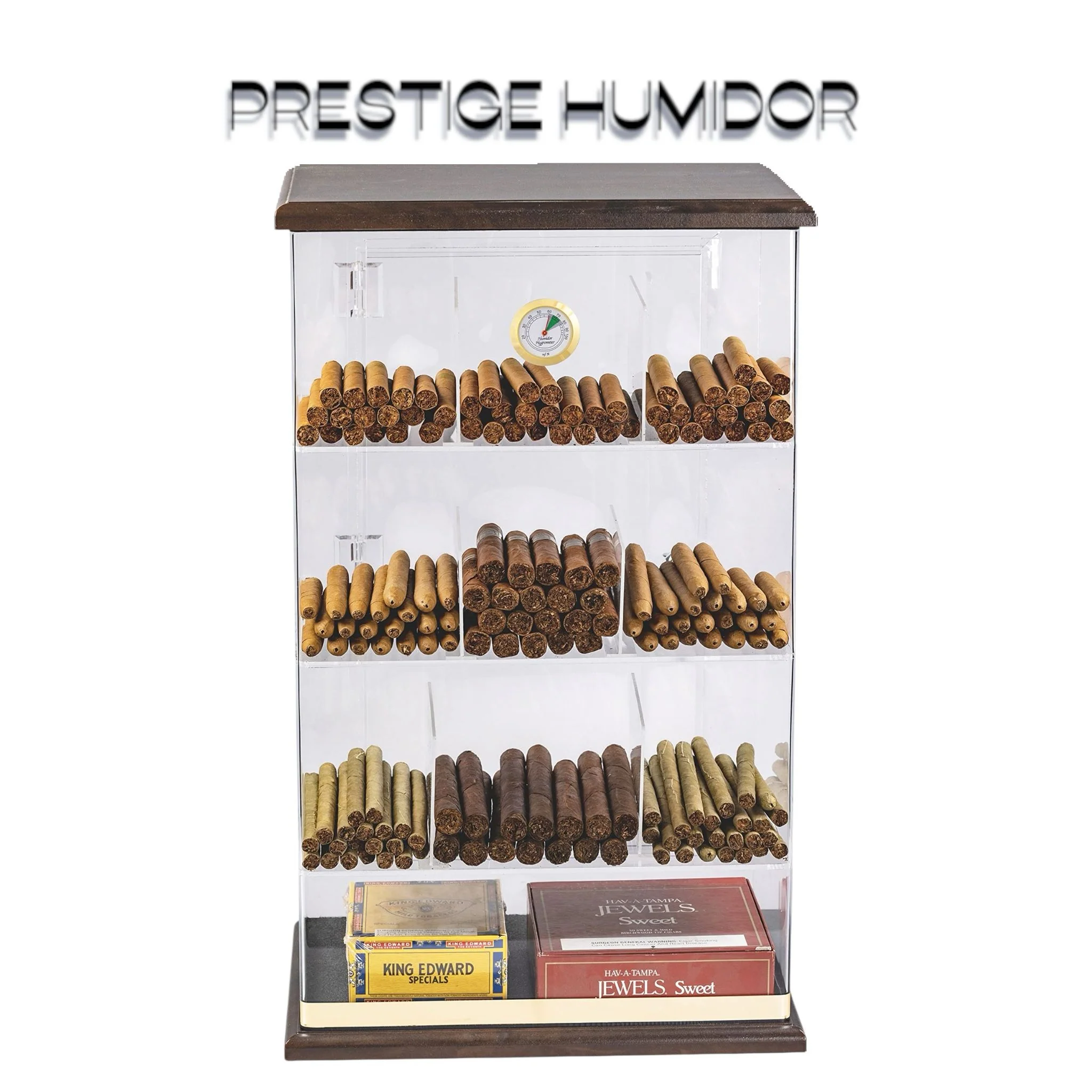 Prestige Roosevelt Wood 250 Cigar Acrylic Humidor