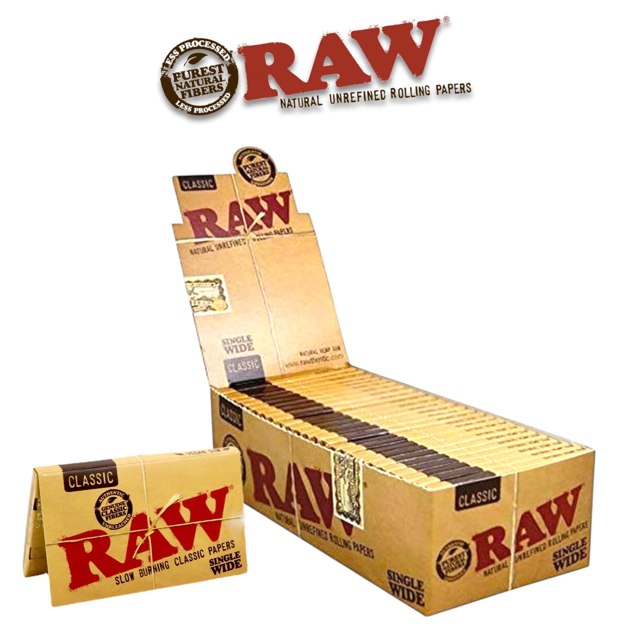 Raw Classic Single Wide Papers- 25ct