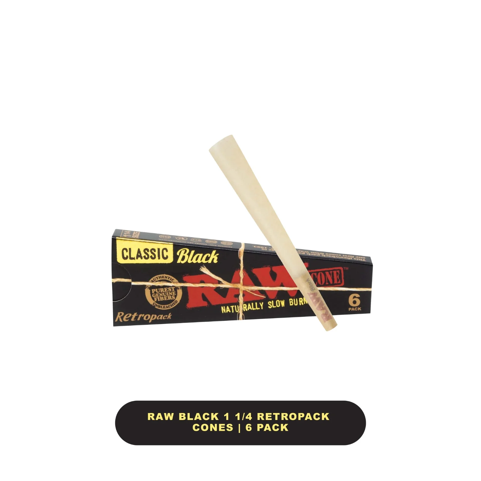 Raw RETROPACK Black Cone 1 1/4 6pk-32ct - Image 2